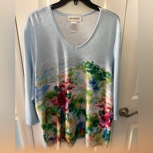 Cathy Daniel’s V-neck Lightweight Sweater, size 1X embellished with Crystals
